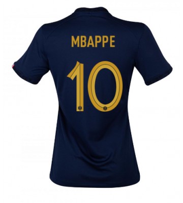 Frankrig Kylian Mbappe #10 Hjemmebanetrøje Dame VM 2022 Kort ærmer